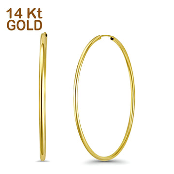 14K Yellow Gold Round Hoop Huggie Earrings Wholesale